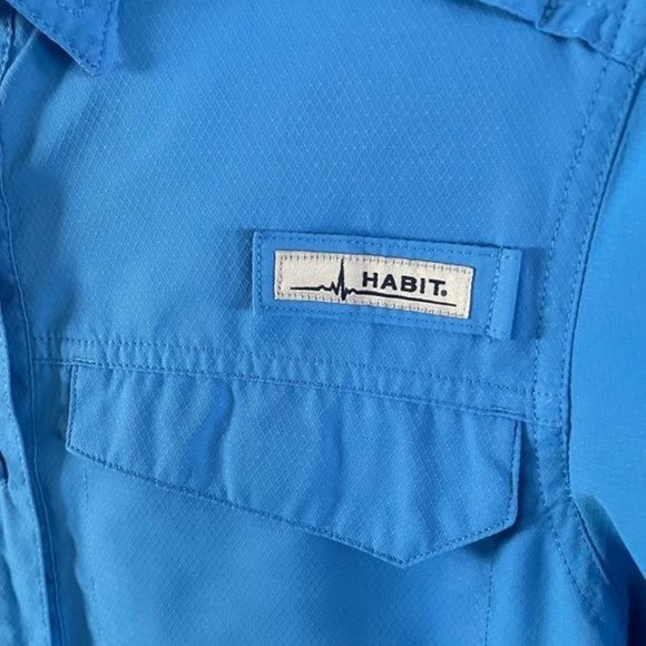 Habit Women’s Small Blue Collared Outdoor Sun Protection Fishing Vented Shirt - Picture 3 of 14